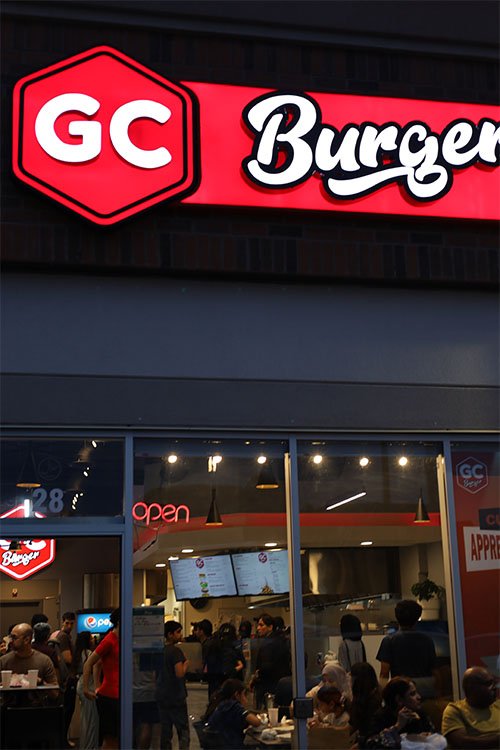 front doors of gc buger restaurant